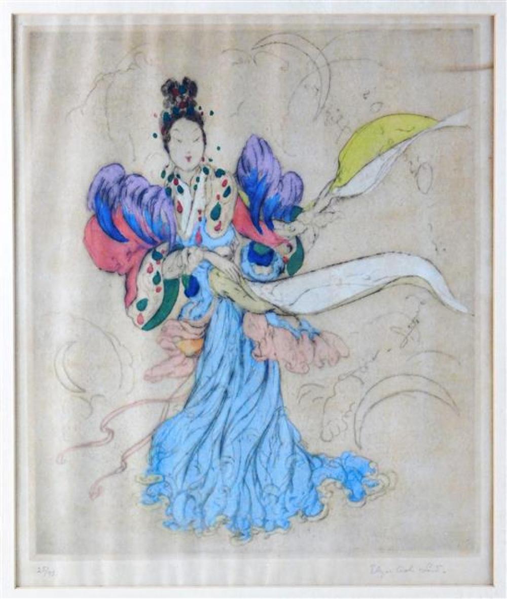 Appraisal: Elyse Ashe Lord England - colored etching ephemeral Asian woman