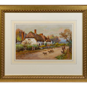 Appraisal: Joshua Fisher British - Two Village Scenes watercolor over pencil