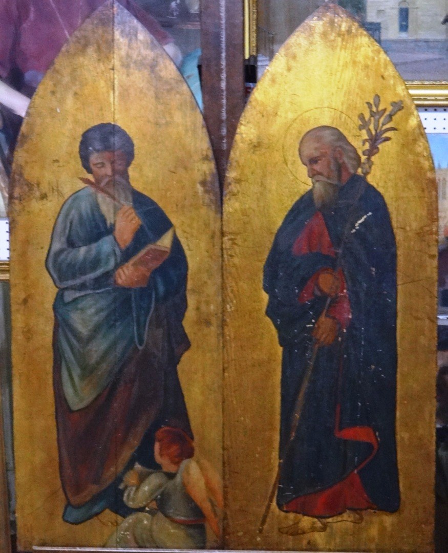 Appraisal: Manner of Fra Angelico Standing saints a pair oil on