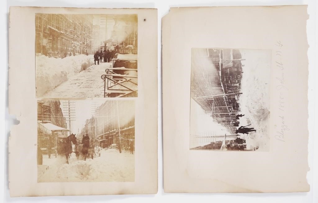 Appraisal: Three albumen photos of the New York City blizzard of