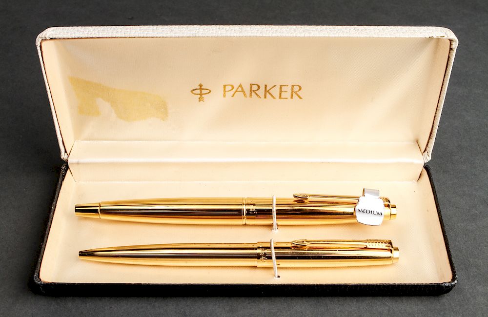 Appraisal: Parker Gold-Tone Fountain Pen Ballpoint Pen Parker gold-tone fountain pen