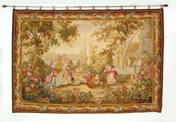 Appraisal: FINE SCENIC WALL TAPESTRY '' x '' with rings and