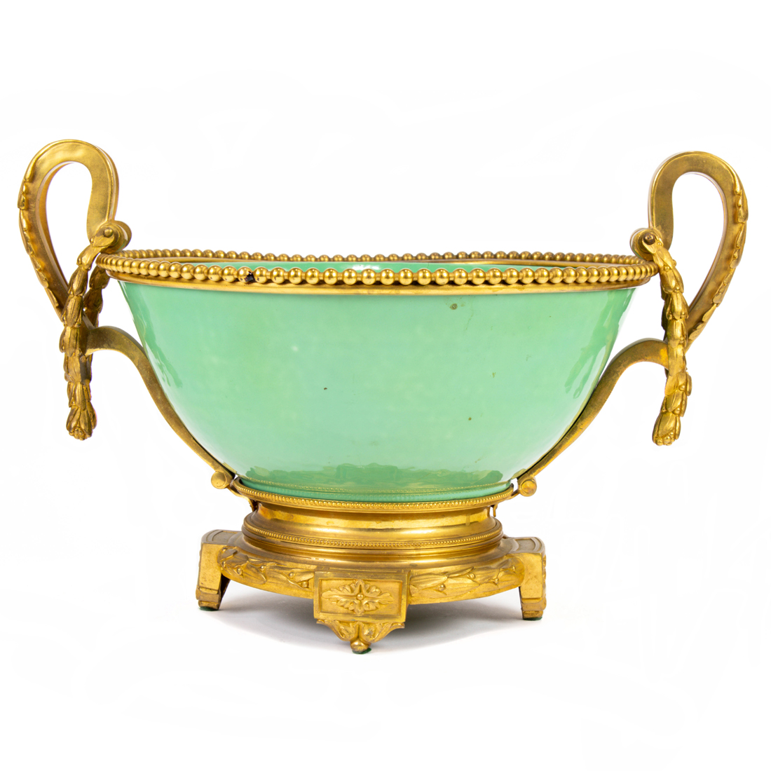 Appraisal: A LOUIS XVI STYLE GILT BRONZE MOUNTED PORCELAIN CENTER BOWL