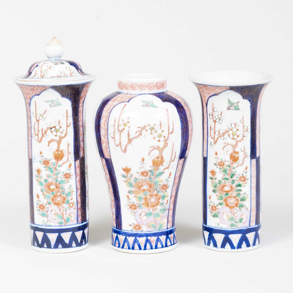 Appraisal: Chinese Imari Porcelain Three Piece Garniture The tallest in high