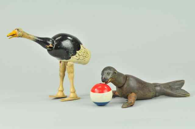 Appraisal: SCHOENHUT OSTRICH AND SEAL Both have glass eyes Ostrich is