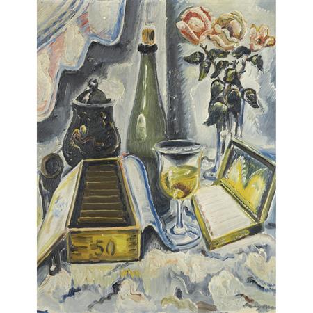 Appraisal: Paul Kleinschmidt German - Still Life with Cigars Wine and