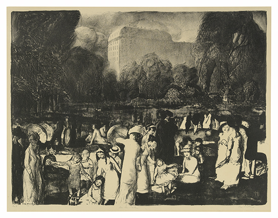 Appraisal: GEORGE BELLOWS In the Park Light Lithograph on smooth cream