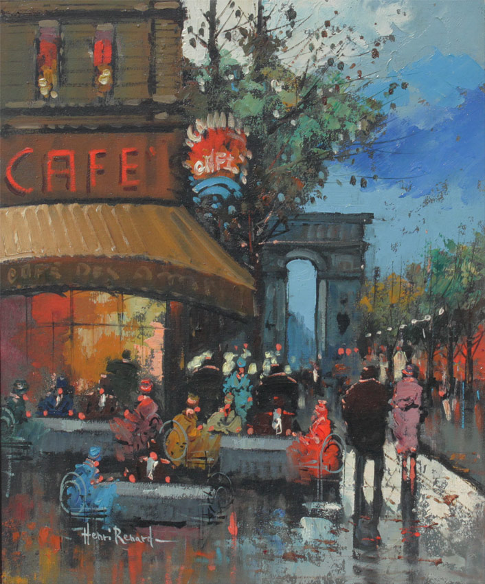 Appraisal: RENARD Henri French th th Century Parisian Cafe Street Scene