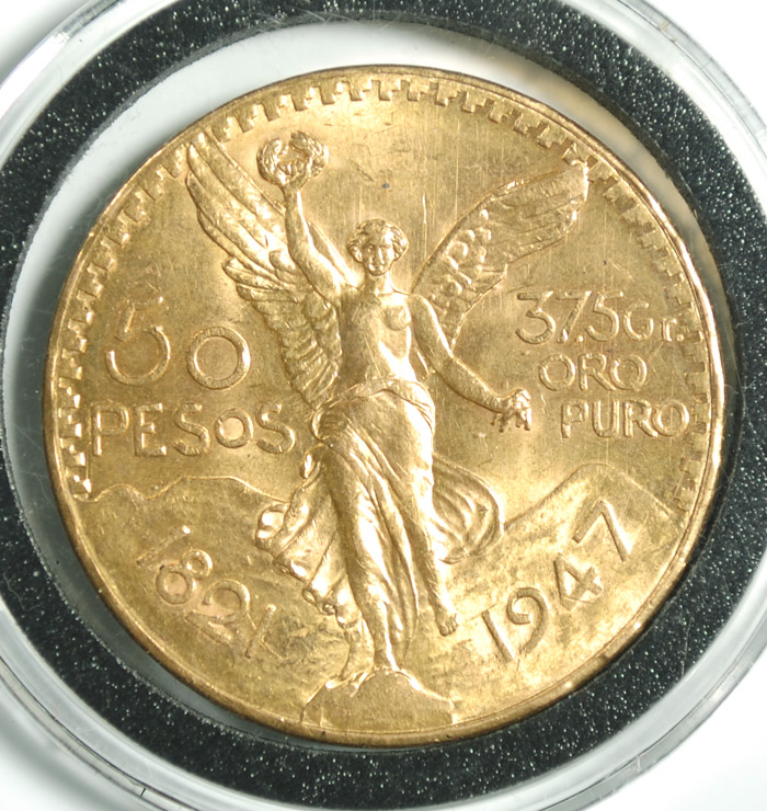 Appraisal: MEXICO FIFTY PESOS GOLD COIN fine gold grams