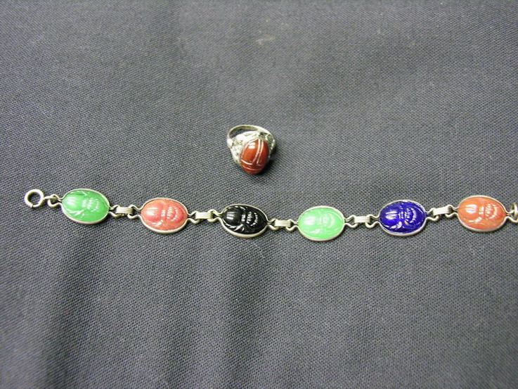 Appraisal: S SCARAB BRACELET AND RIM Unmarked Probable sterling