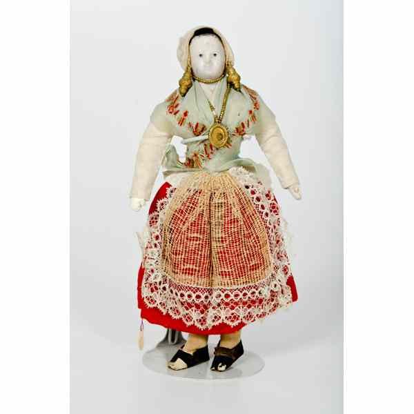 Appraisal: French Carton Moule Peasant Doll French ca - a peasant