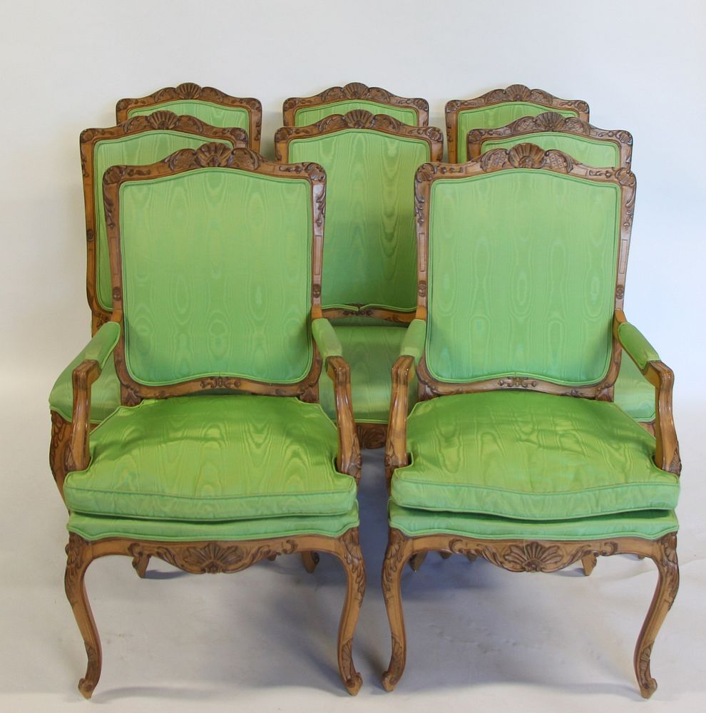 Appraisal: Finely Carved Louis XV Style Chairs From a Greenwich CT