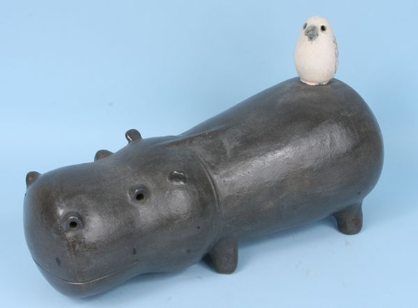 Appraisal: Hippo ceramic h x l good condition Provenance Robert O