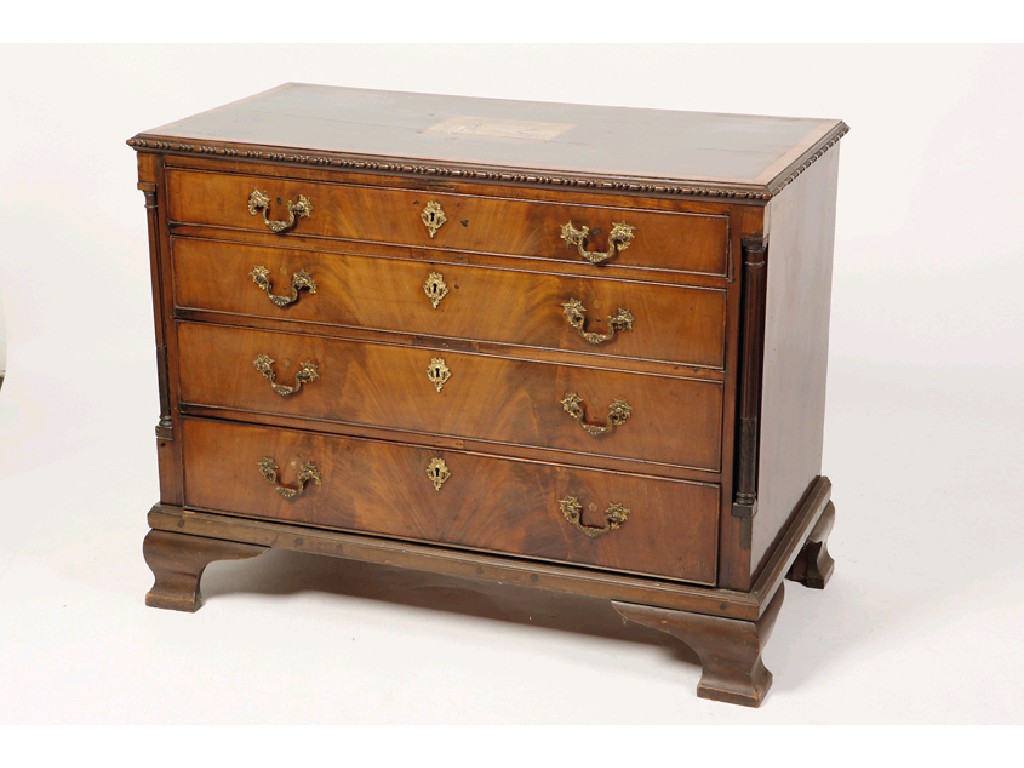 Appraisal: A GEORGE III MAHOGANY CHEST OF DRAWERS the rectangular top