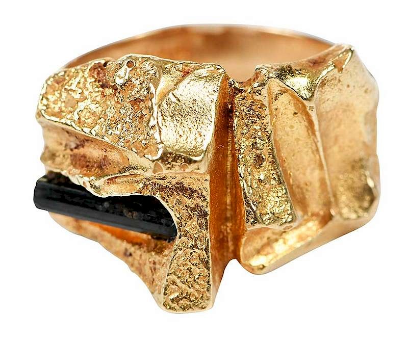 Appraisal: Bjorn Weckstrom Lapponia kt Gold Ring brutalist style one rough