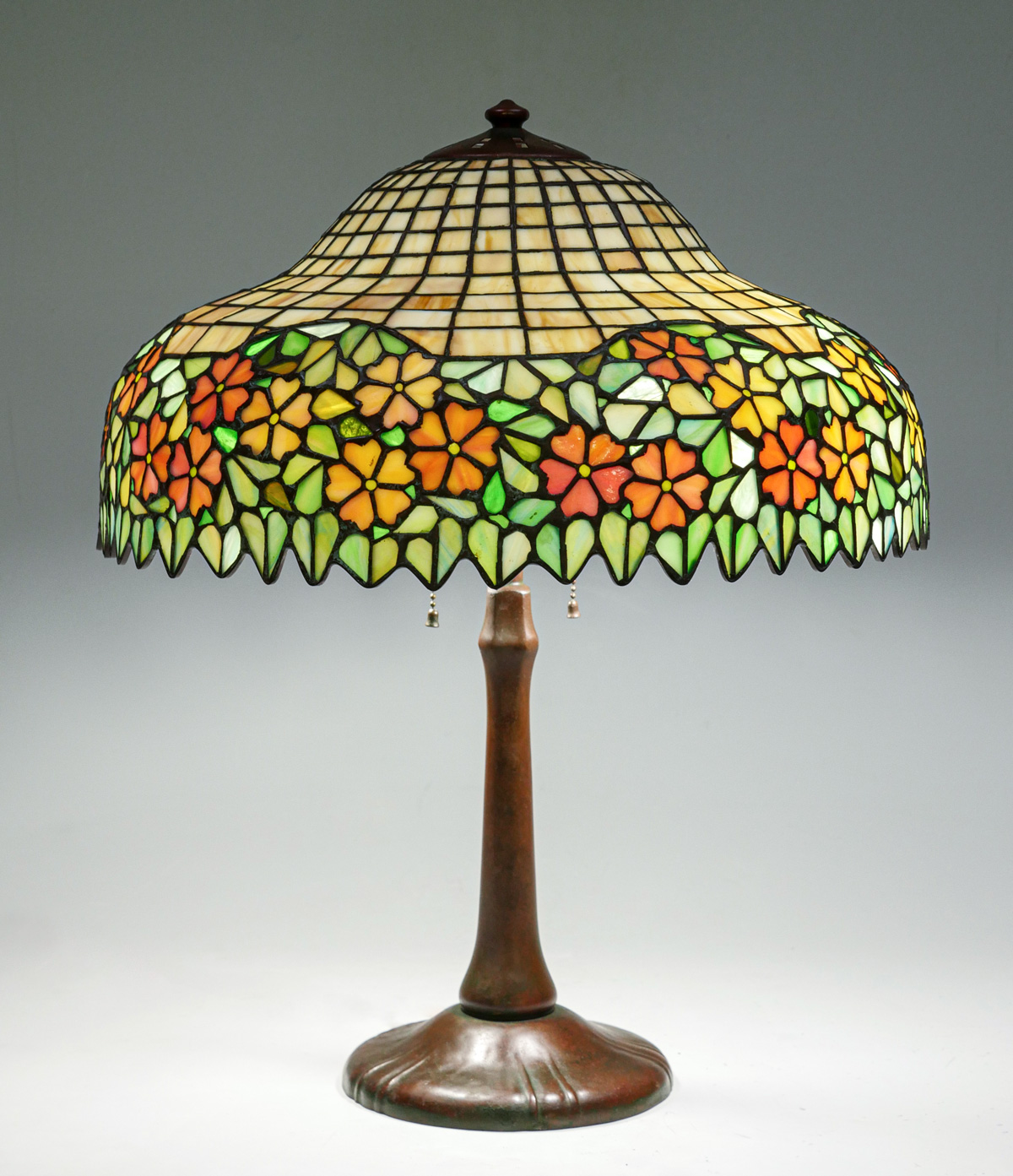 Appraisal: SIGNED HANDEL LEADED GLASS TABLE LAMP - Light signed handle