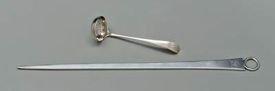 Appraisal: Bateman English silver skewer ladle meat skewer marks for Peter