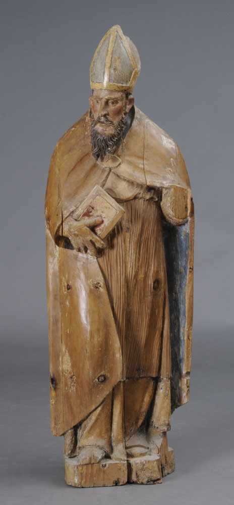 Appraisal: NORTH EUROPEAN BAROQUE CARVED AND PAINTED WOOD FIGURE OF A