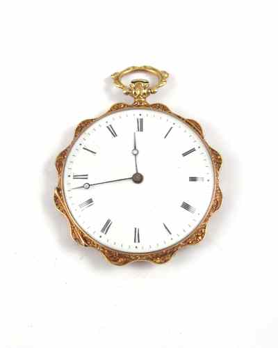 Appraisal: SWISS ENAMELED YELLOW GOLD PENDANT WATCH Blondel Melly Geneve mid-