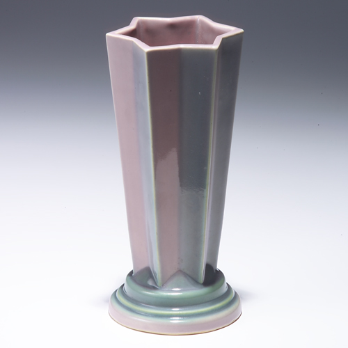 Appraisal: ROSEVILLE Futura star-shaped vase - in pink and green glaze