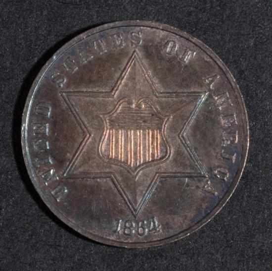 Appraisal: United States silver three-cent piece Proof with iridescent purple and