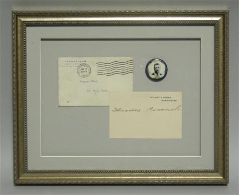 Appraisal: THEODORE ROOSEVELT SIGNATURE Together with an envelope and portrait campaign