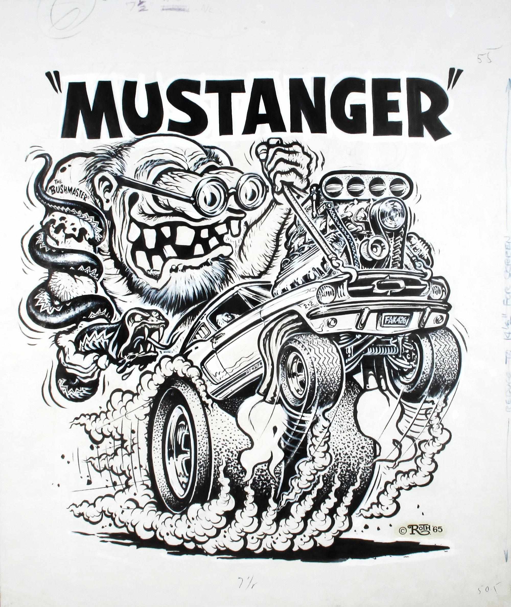 Appraisal: Ed ''Big Daddy'' Roth original artwork - 'Mustanger' signed Pen