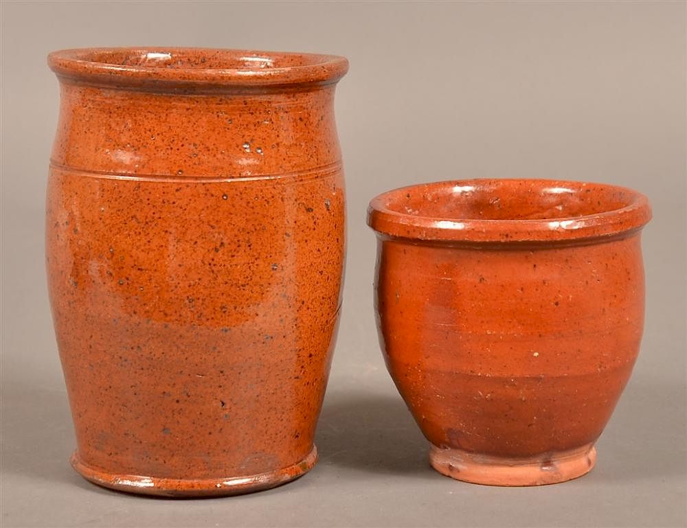 Appraisal: Two PA th Century Redware Storage Jars Two Pennsylvania th