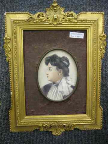 Appraisal: Miniature Portrait of a Woman oval image area '' x