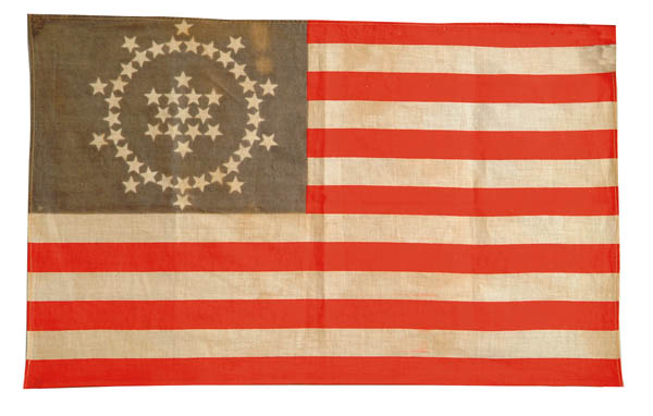 Appraisal: STAR AMERICAN FLAG x Printed cotton flag Canton stars are