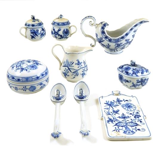 Appraisal: th C Meissen Blue Onion pattern dishware nine pieces total