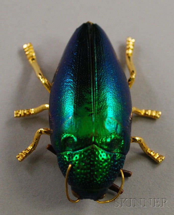 Appraisal: Beetle Brooch made from a real metallic green beetle body