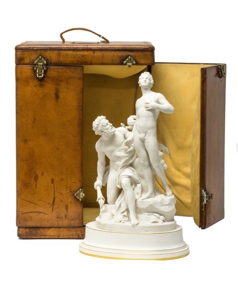 Appraisal: A Sevres biscuit porcelain figure group circa depicting a mythological