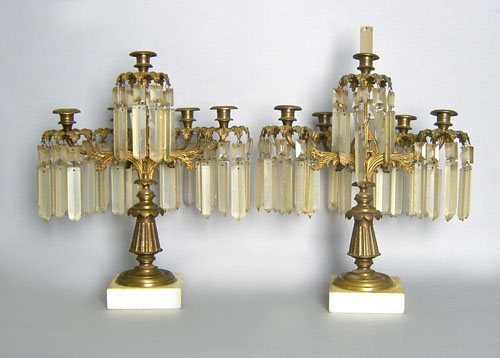 Appraisal: Pair of gilt -arm candelabra mid th c h