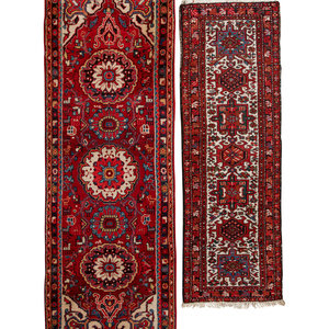 Appraisal: Two Heriz Wool Runners Mid- th Century Larger feet inches