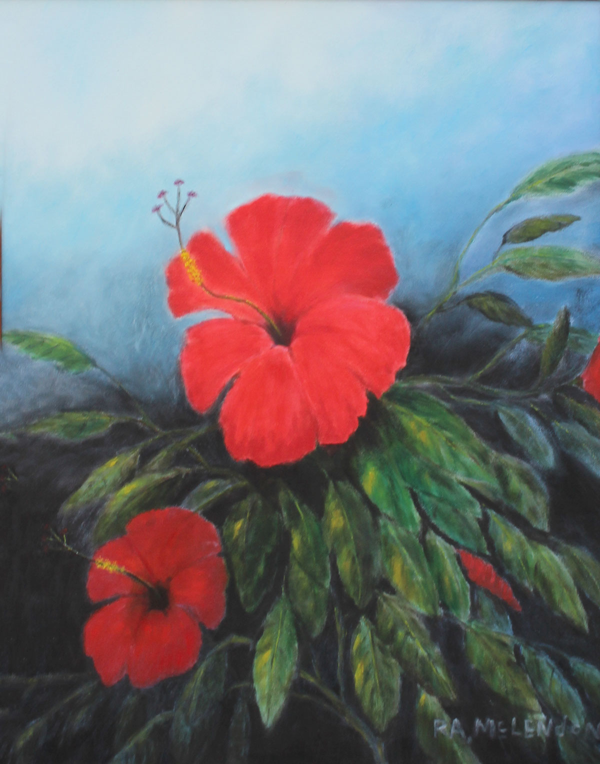 Appraisal: MCLENDON R A American Hibiscus Florida Highwaymen Painting Oil Canvas