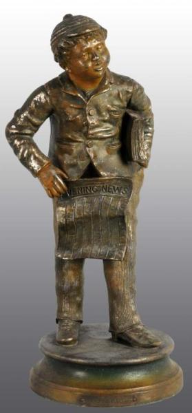 Appraisal: White Metal Newsboy Countertop Cigar Statue Description Circa Some loss