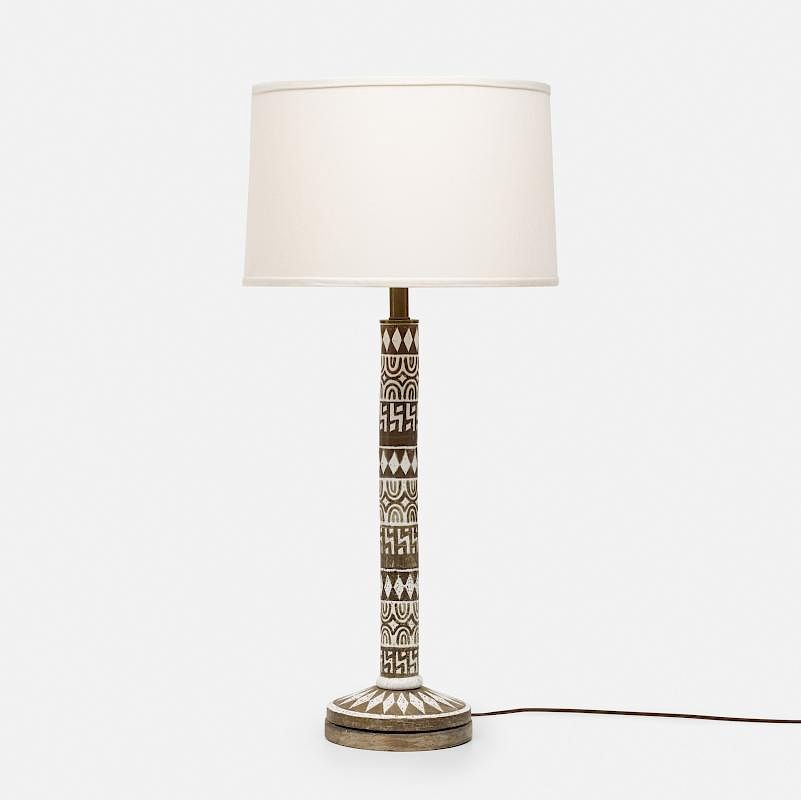 Appraisal: Italian table lamp Italian table lamp c glazed ceramic linen