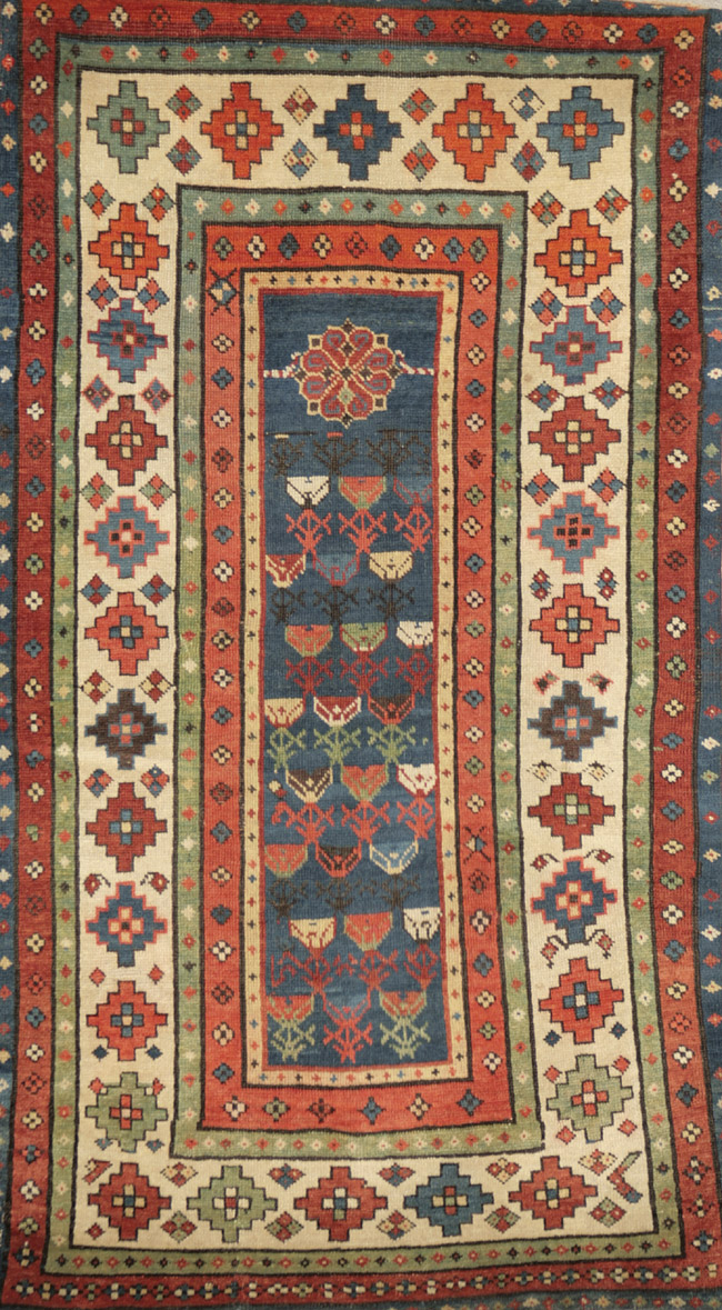 Appraisal: Kazak Rug First Quarter th Century Shaded blue ground with