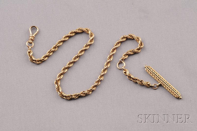 Appraisal: Antique kt Gold Watch Chain composed of braided rope suspending