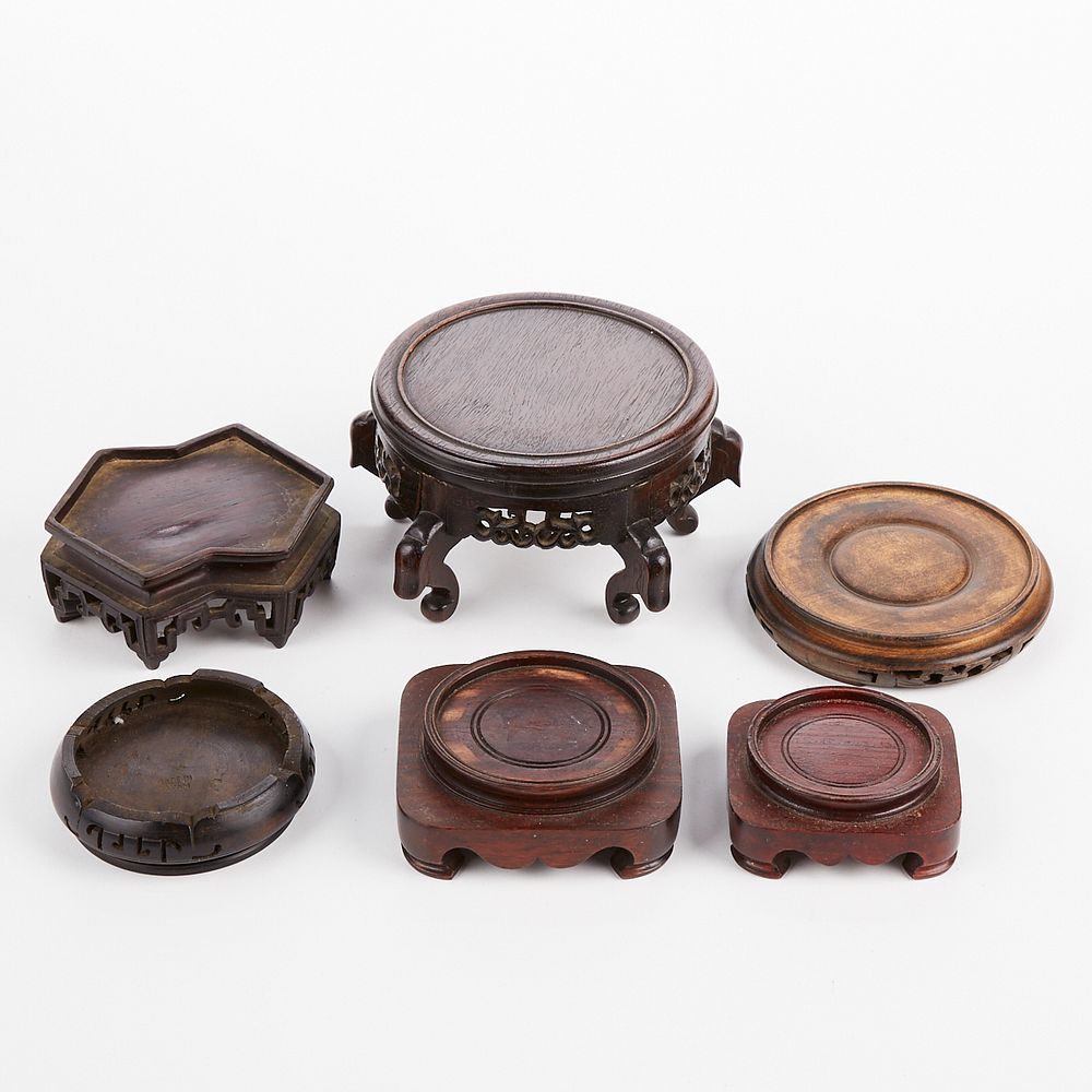 Appraisal: Grp Chinese Carved Wood Stands Group of six Chinese carved