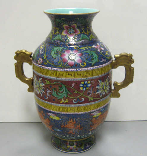 Appraisal: CHINESE QIANLONG STYLE PORCELAIN VASE Cloisonne enamel style decorated porcelain