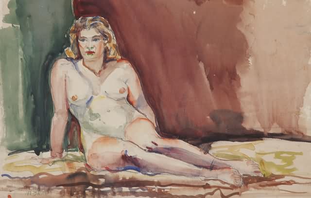 Appraisal: Study of a nude female watercolor x SLL W E