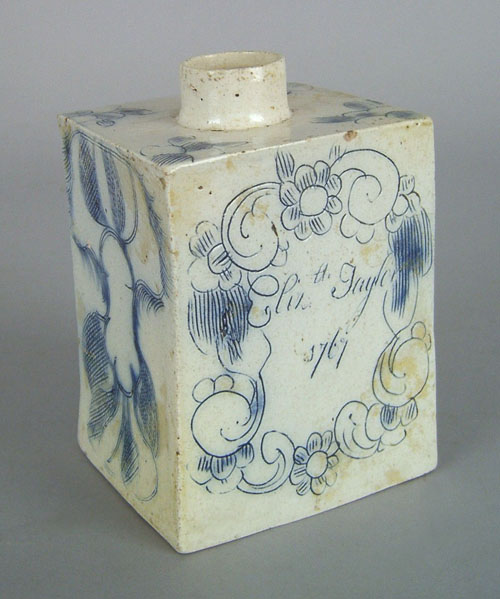 Appraisal: English salt glaze stoneware caddy dated inscribed Elizth Taylor with