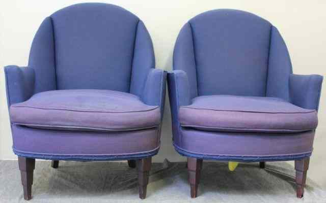 Appraisal: Pair of Midcentury Frankl Upholstered Chairswith Art Deco style feet