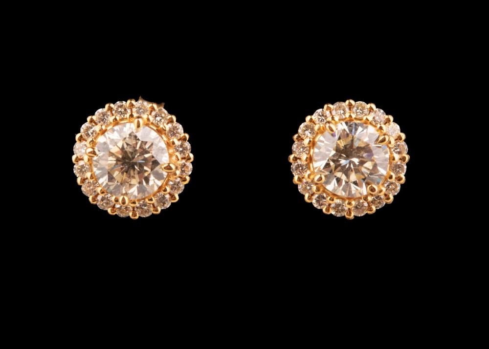 Appraisal: Pair of kt Yellow Gold and Diamond Stud Earrings round