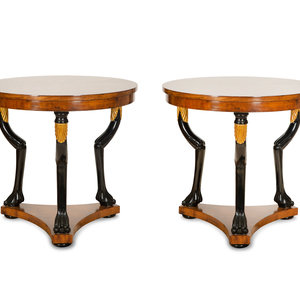 Appraisal: A Pair of Empire Style Walnut Black Lacquer and Parcel