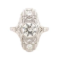 Appraisal: Ladies Art Deco Platinum Diamond Filigree Ring A ladies Art