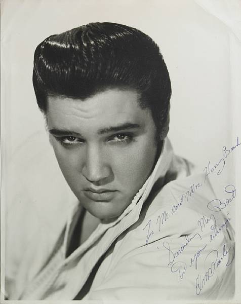 Appraisal: An Elvis Presley black and white signed photograph A vintage