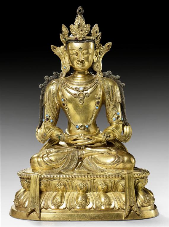 Appraisal: A GILT BRONZE FIGURE OF AMITHABA WITH FINE DETAILS Tibeto-chinese